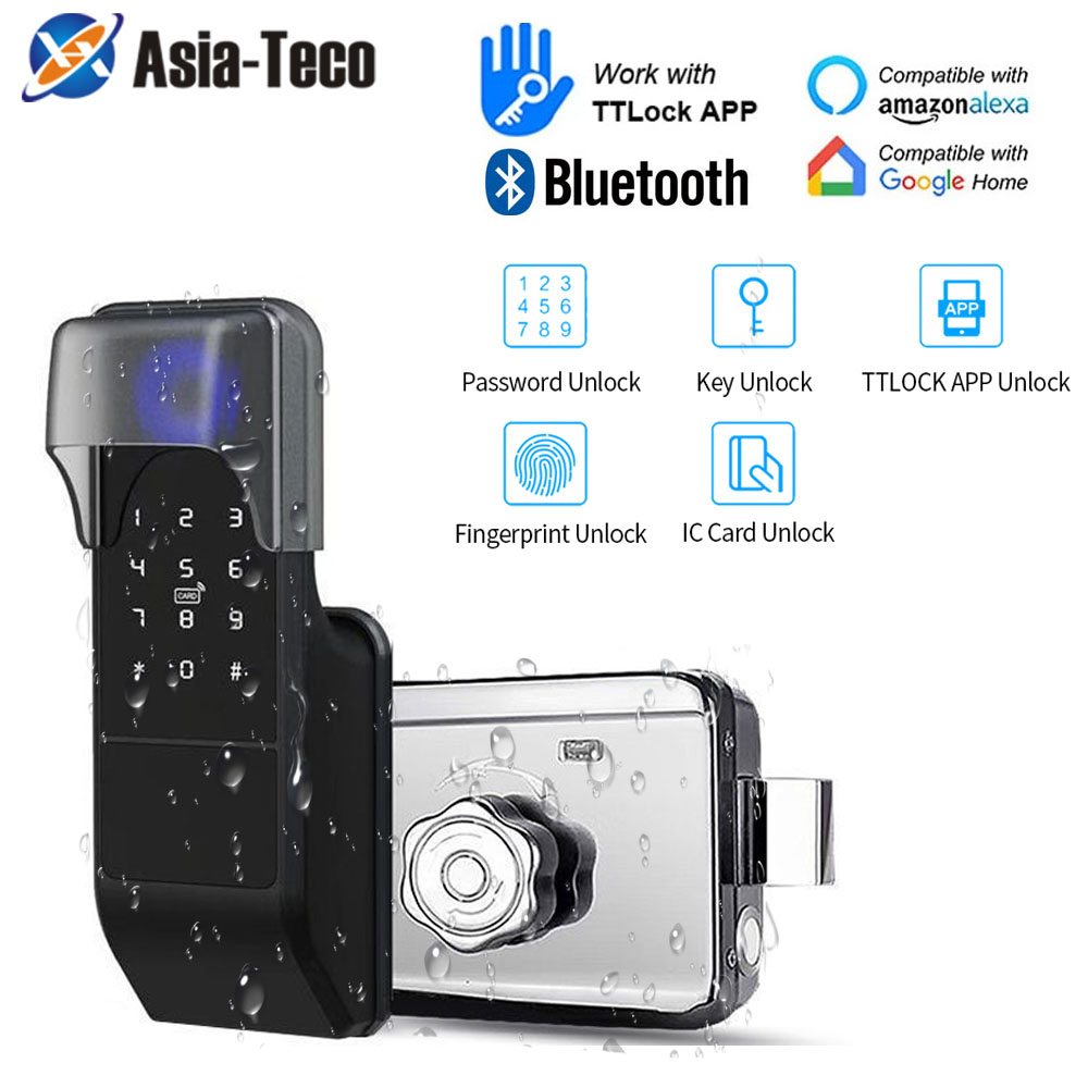 Glass Door Hinge - IP65 Wasserdichtes TTLock Fingerabdruck-Smart-Türschloss Außentor Bluetooth