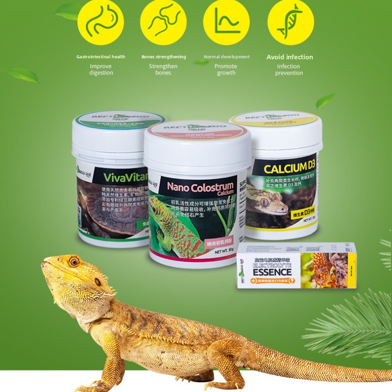 Vitamin D3 Reptile - Reptizoo Reptilien-Kalziumpulver und D3-Essential-Vitamin-Ergänzungsmittel für Schildkröten,